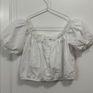 Vintage White Puff Sleeve Blouse